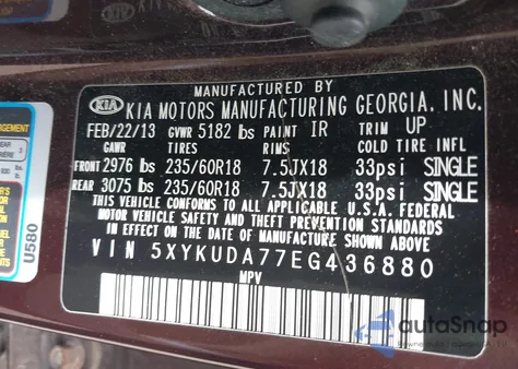 2014 Kia Sorento Ex V6 from USA, damaged, VIN 5XYKUDA77EG436880